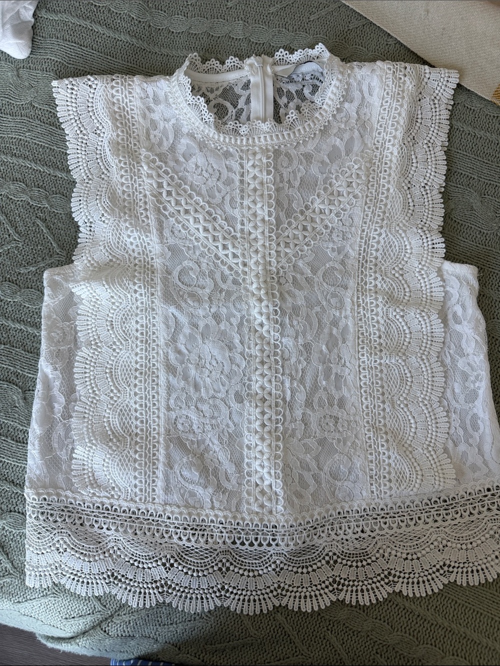 ONLY White Lace High-Neck Blouse